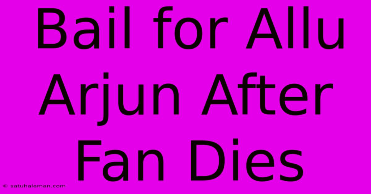 Bail For Allu Arjun After Fan Dies