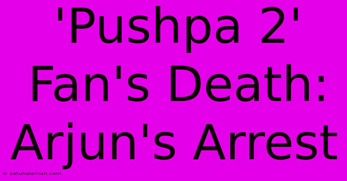 'Pushpa 2' Fan's Death: Arjun's Arrest